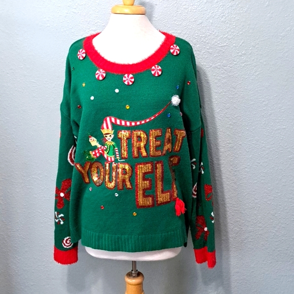 Holiday Time Sweaters - "Treat Yo Elf" Christmas Sweater